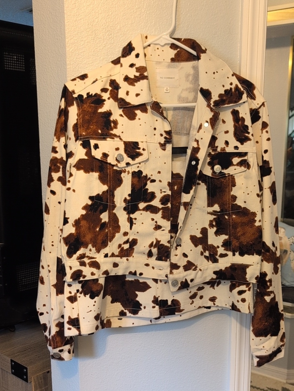 Cowprint Cropped Jean Jacket - Brown & White With Matching Skirt  Brand New
